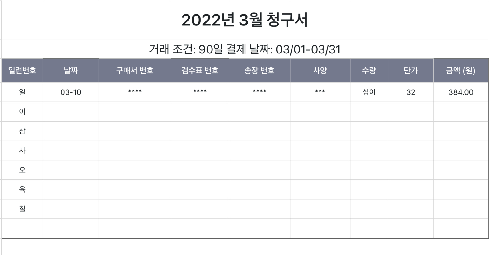 비용 명세서